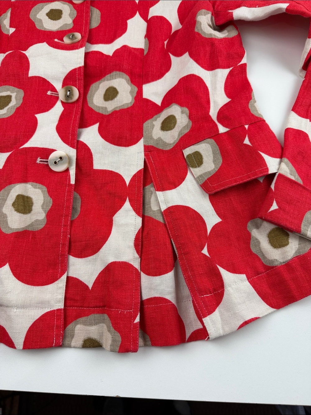 SPANNER for Tall Girl Red Floral Button Down Linen Blazer - Picture 5 of 9